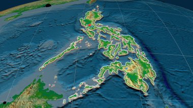 Filipinler, fiziksel ortografik haritada yer aldı. Sermaye, idari sınırlar ve memnuniyet
