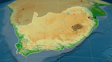 Güney Afrika fiziksel ortografik haritada yer aldı. Sermaye, idari sınırlar ve memnuniyet