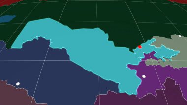 Özbekistan idari ortografik haritada yer aldı. Sermaye, idari sınırlar ve memnuniyet