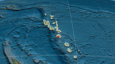 Vanuatu rahatlama ortografik haritasında yer aldı. Sermaye, idari sınırlar ve memnuniyet
