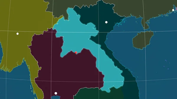 Laos Idari Ortografik Haritada Ana Hatlarıyla Belirtilmiş Sermaye Idari Sınırlar — Stok fotoğraf