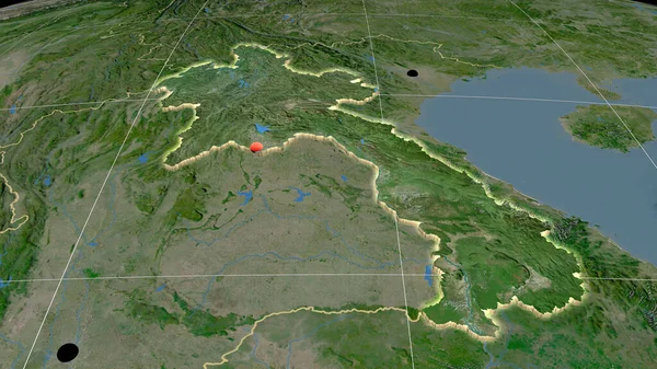 Laos Uydu Ortografik Haritasında Çıktı Sermaye Idari Sınırlar Memnuniyet — Stok fotoğraf