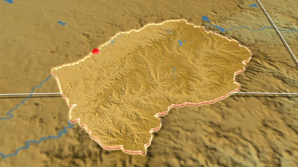 Lesoto Extrudiu Mapa Físico Ortográfico Capital Fronteiras Administrativas Gratificação — Fotografia de Stock