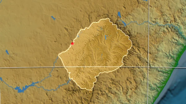 Lesoto Delineado Mapa Físico Ortográfico Capital Fronteiras Administrativas Gratificação — Fotografia de Stock