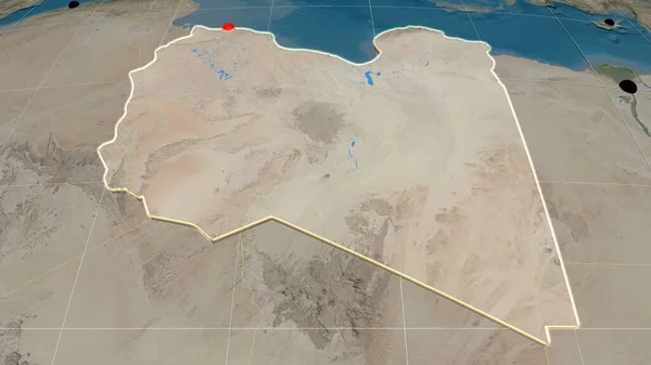 Libia Stata Espulsa Sulla Mappa Ortografica Satellitare Capitale Frontiere Amministrative — Foto Stock