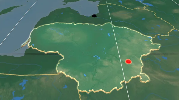 Litva Protáhla Reliéfní Ortografické Mapě Hlavní Město Administrativní Hranice Graticule — Stock fotografie