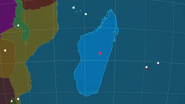 马达加斯加在行政拼图上做了概述 行政边界和满足E — 图库照片