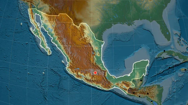 México Delineado Mapa Ortográfico Alívio Capital Fronteiras Administrativas Gratificação — Fotografia de Stock