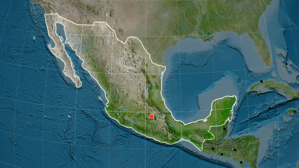 Мексика Обозначена Спутниковой Орфографической Карте Столица Административные Границы Безвозмездно — стоковое фото