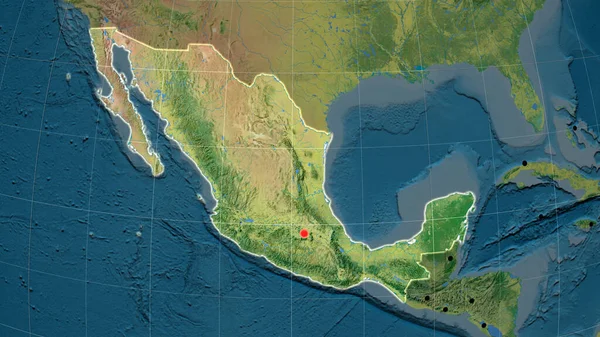 Mexico Beschreven Topografische Orthografische Kaart Kapitaal Administratieve Grenzen Graticule — Stockfoto