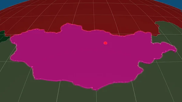 Mongolia Estrusa Sulla Mappa Ortografica Amministrativa Capitale Frontiere Amministrative Graticole — Foto Stock