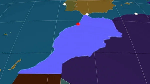 Marrocos Extrudiu Mapa Ortográfico Administrativo Capital Fronteiras Administrativas Gratificação — Fotografia de Stock