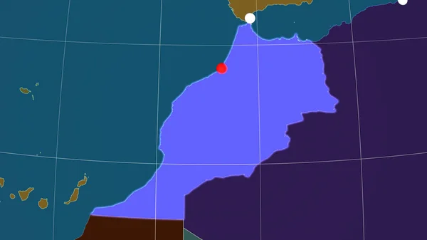 Marrocos Delineou Mapa Ortográfico Administrativo Capital Fronteiras Administrativas Gratificação — Fotografia de Stock