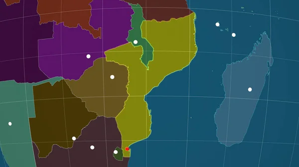 Moçambique Delineou Mapa Ortográfico Administrativo Capital Fronteiras Administrativas Gratificação — Fotografia de Stock