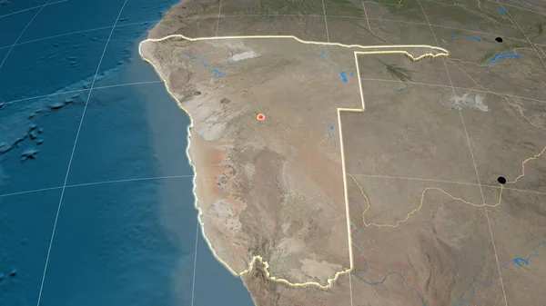 Namíbia Extrudiu Mapa Ortográfico Por Satélite Capital Fronteiras Administrativas Gratificação — Fotografia de Stock