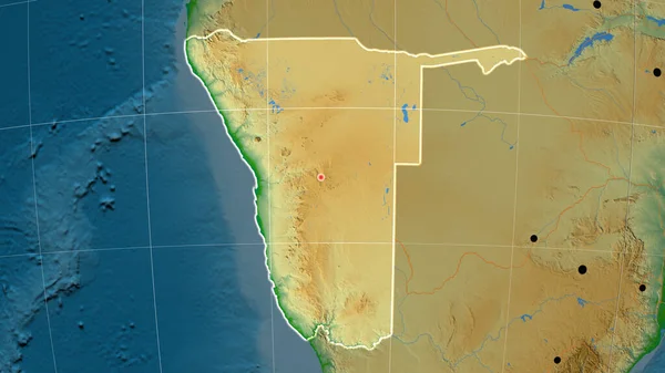 纳米比亚在物理正写法地图上做了概述 行政边界和满足E — 图库照片