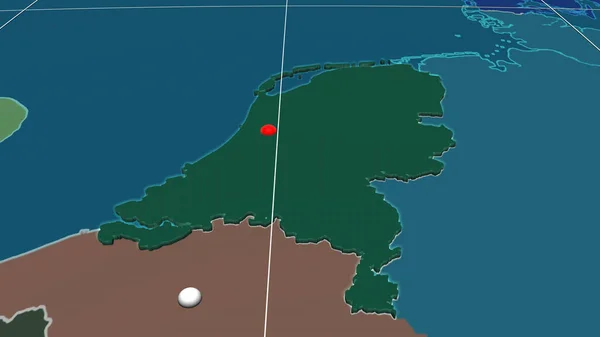 オランダは行政上の正書法上の地図上で押出した 行政上の国境及び重商 — ストック写真