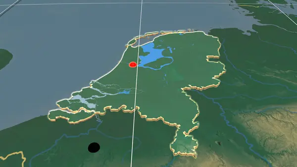 Hollanda Rahatlama Ortografik Haritasında Yer Aldı Sermaye Idari Sınırlar Memnuniyet — Stok fotoğraf