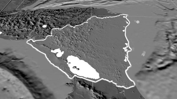 ニカラグアは2次元の正書法地図上で押し出された 行政上の国境及び重商 — ストック写真