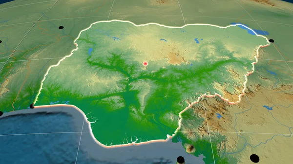 Nijerya Fiziksel Ortografik Haritada Yer Aldı Sermaye Idari Sınırlar Memnuniyet — Stok fotoğraf