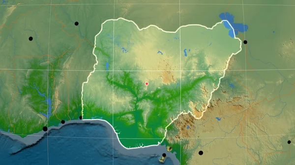 Nigéria Delineado Mapa Físico Ortográfico Capital Fronteiras Administrativas Gratificação — Fotografia de Stock