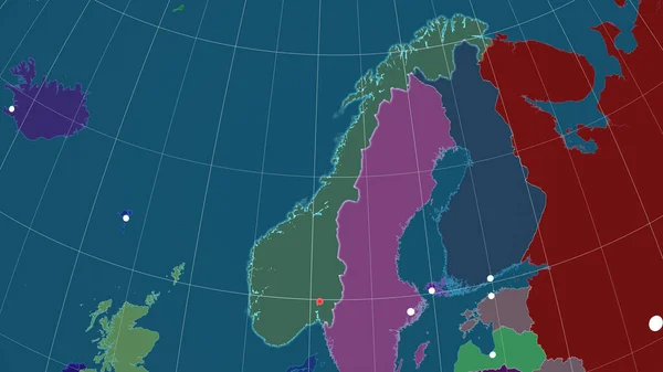 Norveç Idari Ortografik Haritada Özetlenmiştir Sermaye Idari Sınırlar Memnuniyet — Stok fotoğraf