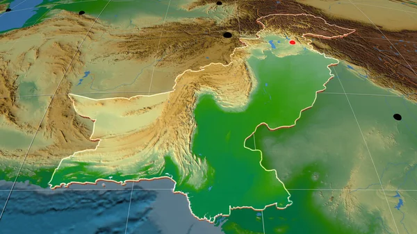 Pakistan Fiziksel Ortografik Haritada Yer Aldı Sermaye Idari Sınırlar Memnuniyet — Stok fotoğraf