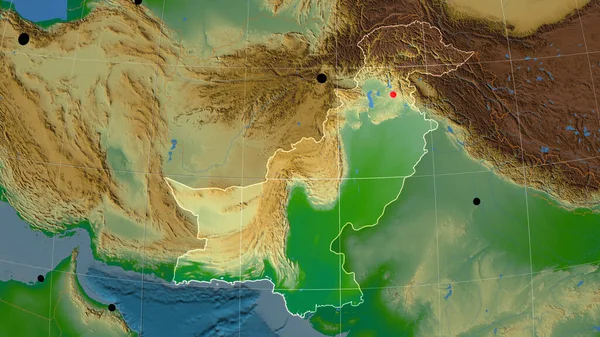 Pakistan Fiziksel Ortografik Haritada Ana Hatlarıyla Belirtilmiş Sermaye Idari Sınırlar — Stok fotoğraf