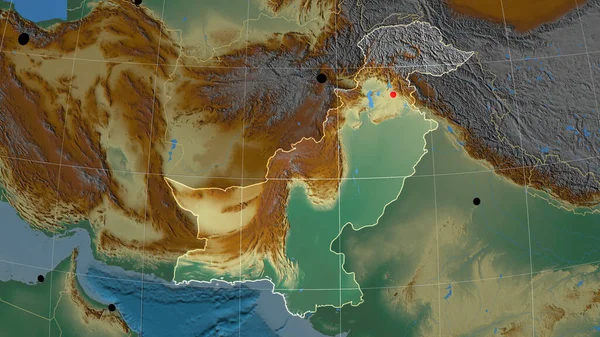 Pakisztán Felvázolta Domborzati Ortográfiai Térképen Tőke Közigazgatási Határok Térítésmentesen — Stock Fotó