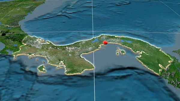 Panama Extrudé Sur Carte Orthographique Satellite Capital Frontières Administratives Gratifications — Photo