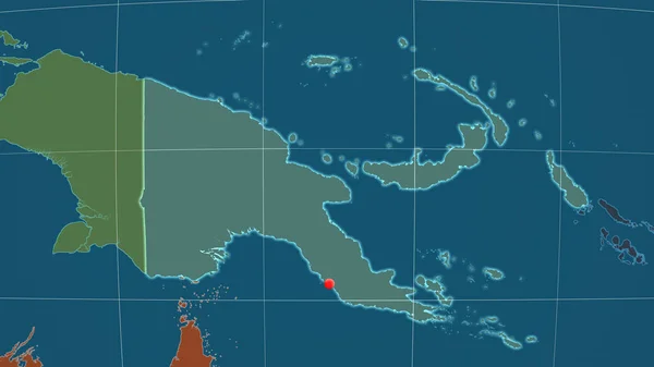 Papúa Nueva Guinea Esbozado Mapa Ortográfico Administrativo Capital Fronteras Administrativas —  Fotos de Stock