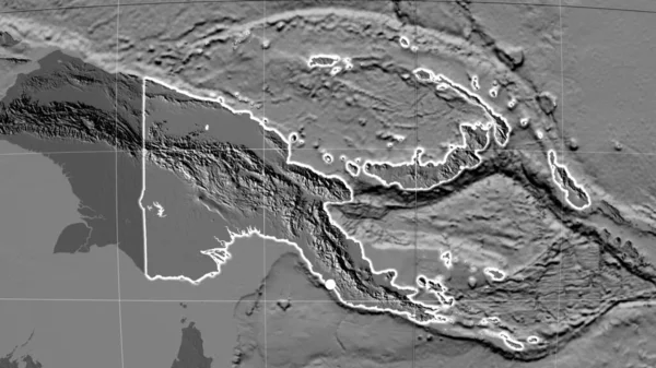 パプアニューギニアは 二次元の正書法地図について概説した 行政上の国境及び重商 — ストック写真
