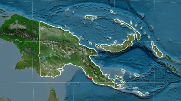 Папуа Нова Гвінея Викладена Супутниковій Ортогональній Карті Столиця Адміністративні Кордони — стокове фото