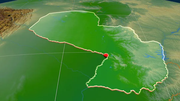 Paraguay Fiziksel Ortografik Haritada Çıktı Sermaye Idari Sınırlar Memnuniyet — Stok fotoğraf