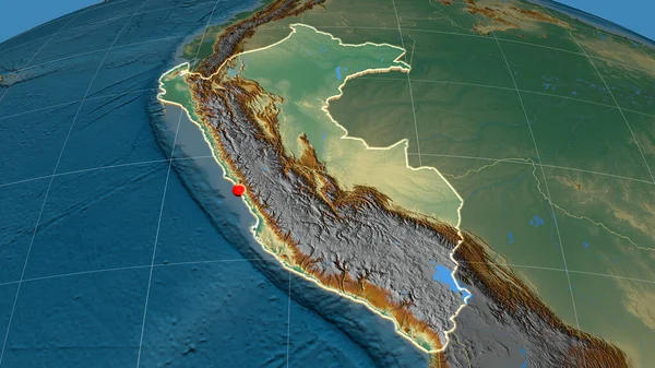 Peru Extrudiu Mapa Ortográfico Alívio Capital Fronteiras Administrativas Gratificação — Fotografia de Stock