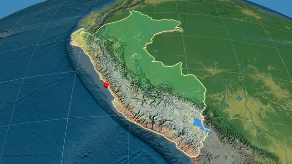 Перу Экструдировал Топографической Орфографической Карте Столица Административные Границы Безвозмездно — стоковое фото