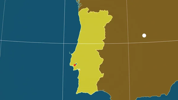 Portugal Esbozó Mapa Ortográfico Administrativo Capital Fronteras Administrativas Graticule — Foto de Stock