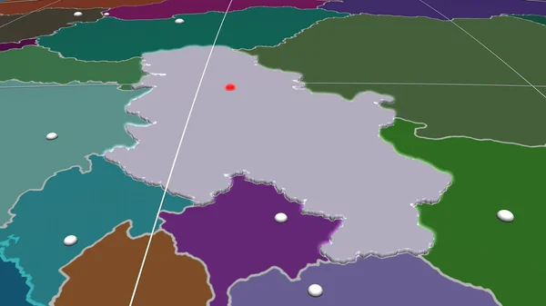 Сербия Экструдировала Административной Орфографической Карте Столица Административные Границы Безвозмездно — стоковое фото