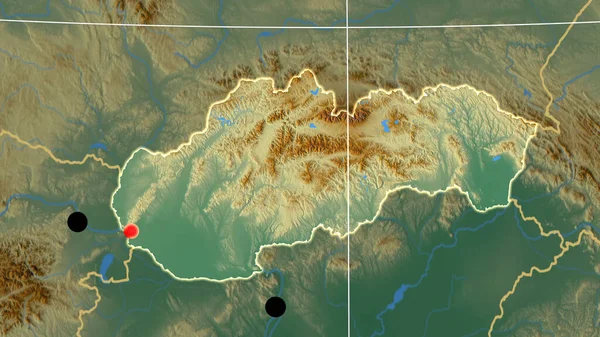 Slovakya Yardım Ortografik Haritasında Ana Hatlarıyla Belirtildi Sermaye Idari Sınırlar — Stok fotoğraf