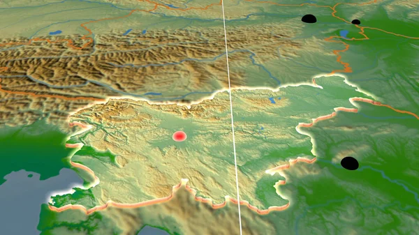 Slovénie Extrudé Sur Carte Orthographique Physique Capital Frontières Administratives Gratifications — Photo