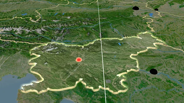 Szlovénia Extrudált Műholdas Ortográfiai Térképen Tőke Közigazgatási Határok Térítésmentesen — Stock Fotó