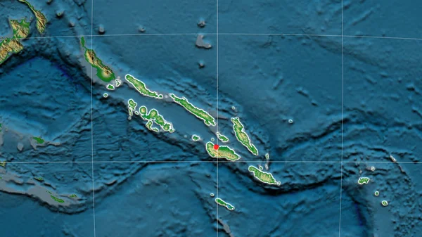 Ilhas Salomão Delineado Mapa Físico Ortográfico Capital Fronteiras Administrativas Gratificação — Fotografia de Stock