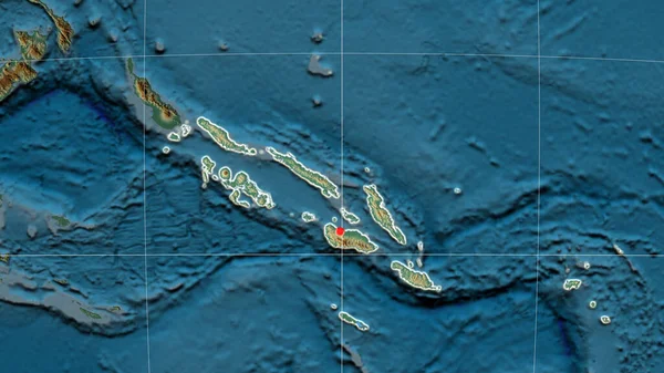Salomonöarna Beskrivs Den Ortografiska Lättnadskartan Kapital Administrativa Gränser Och Tacksamhet — Stockfoto