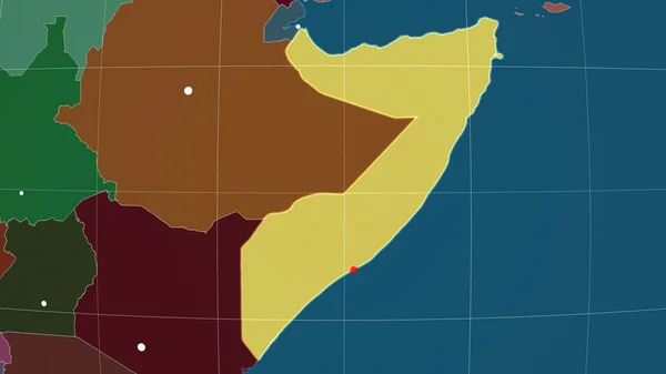 Somália Delineada Mapa Ortográfico Administrativo Capital Fronteiras Administrativas Gratificação — Fotografia de Stock
