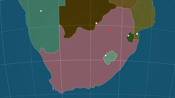 Південна Африка Викладена Адміністративній Орфографічній Карті Столиця Адміністративні Кордони Задоволення — стокове фото