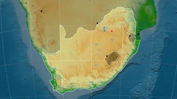 Afrique Sud Décrit Sur Carte Orthographique Physique Capital Frontières Administratives — Photo