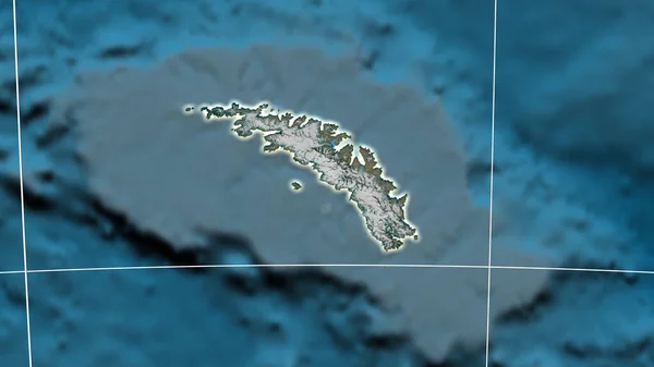 南ジョージアは衛星地図について概説した 行政上の国境及び重商 — ストック写真