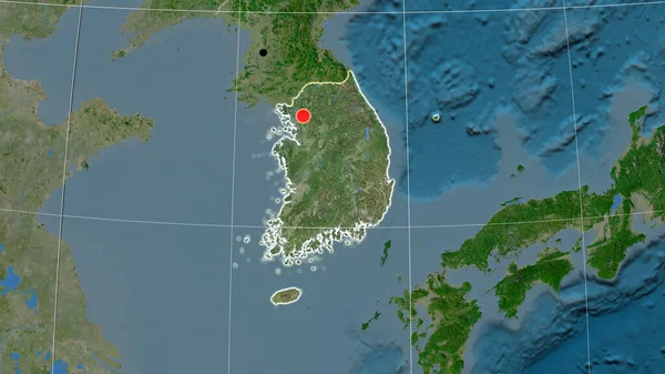 韓国は衛星の正書法地図について概説した 行政上の国境及び重商 — ストック写真