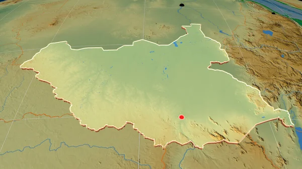 Sudão Sul Extrudiu Mapa Físico Ortográfico Capital Fronteiras Administrativas Gratificação — Fotografia de Stock