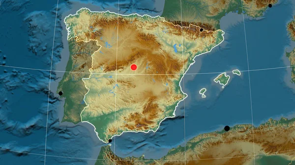 Ισπανία Περιέγραψε Στον Ανάγλυφο Ορθογραφικό Χάρτη Κεφάλαιο Διοικητικά Σύνορα Και — Φωτογραφία Αρχείου